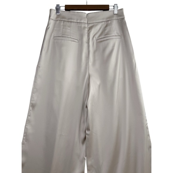 NWT BANANA REPUBLIC Satin Wide Leg Pleated Pants Gold Oyster Pearl Womens Size 8 - Picture 7 of 11